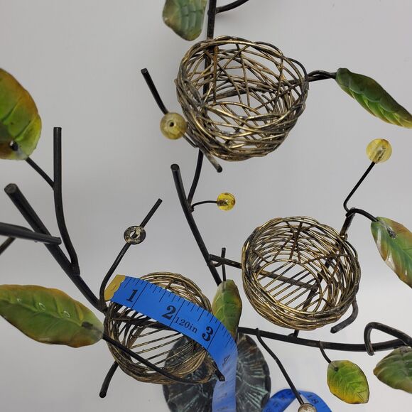 Metal Tree Tealight Candle Holder Bird Nest French Country Farmhouse 3D Leaves - Picture 4 of 10